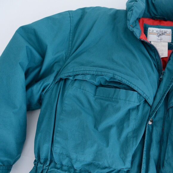 VTG Northern Spirit Green Red 70% Down 30% Feathers Puffer Zip Up Winter Jacket - Picture 11 of 12